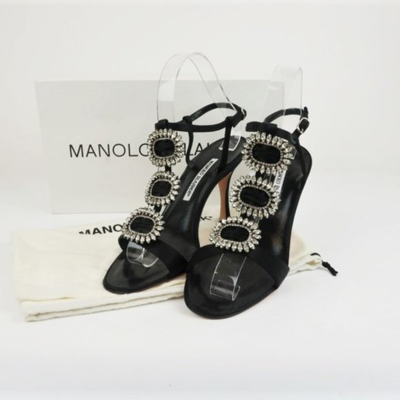 Manolo Blahnik Shoes - Manolo Blahnik Ochi Crystal Buckle Sandals Black